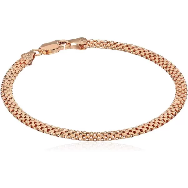 Amazon Essentials Sterling Silver or Gold over Sterling Silver Mesh Chain Bracelet 7 or 8Rose Gold 7