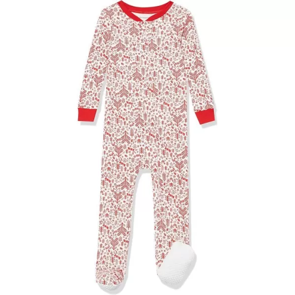 Amazon Essentials Toddlers and Baby Girls SnugFit Cotton Footed Sleeper Pajamas Multipacks1 Forest