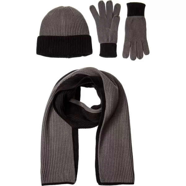 Amazon Essentials Unisex Adults Knit Hat Scarf and Gloves Set Multipacks3 BlackCharcoal Grey