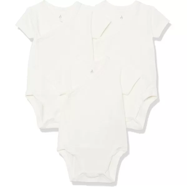 Amazon Essentials Unisex Babies Cotton ShortSleeve Side Snap Bodysuit Previously Amazon Aware Pack of 3Offwhite