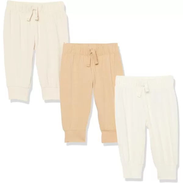 Amazon Essentials Unisex Babies Cotton Stretch Jersey Jogger Previously Amazon Aware Pack of 3Beige