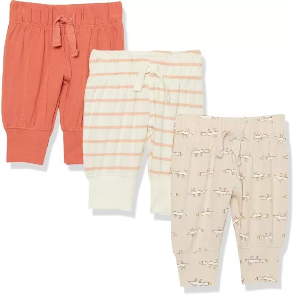 Amazon Essentials Unisex Babies Cotton Stretch Jersey Jogger Previously Amazon Aware Pack of 3Beige MouseIvory StripeOrange