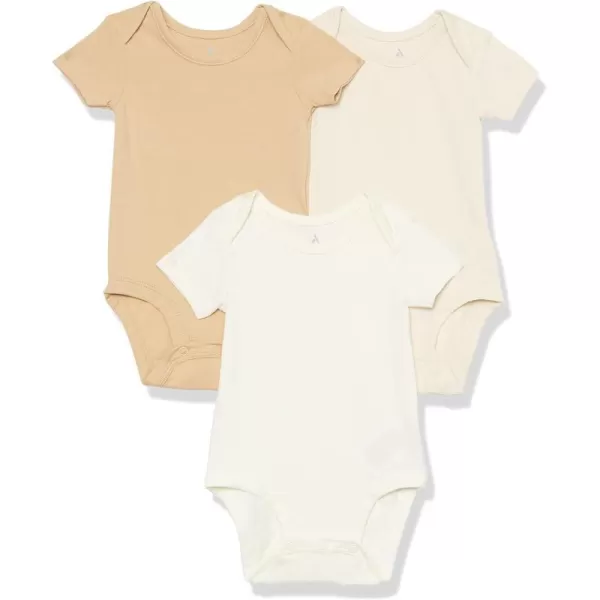 Amazon Essentials Unisex Babies Cotton Stretch Jersey Short Sleeve Bodysuit Previously Amazon Aware Pack of 3Neutral