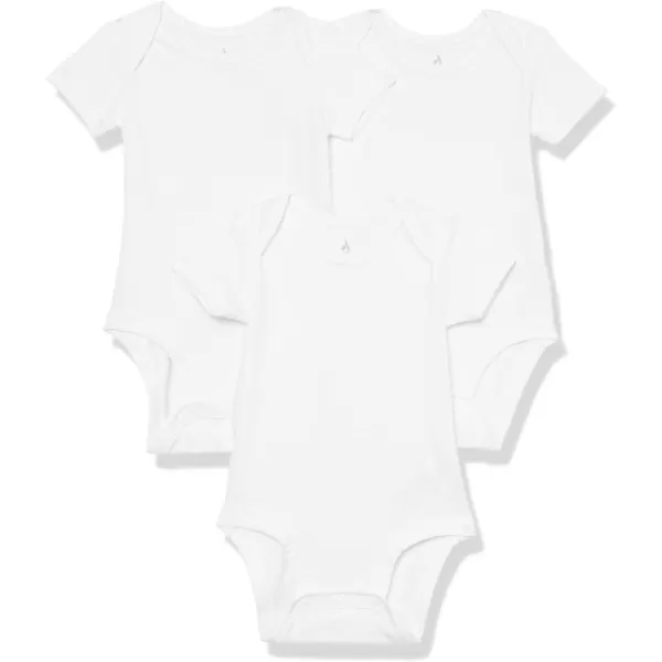 Amazon Essentials Unisex Babies Cotton Stretch Jersey Short Sleeve Bodysuit Previously Amazon Aware Pack of 3White