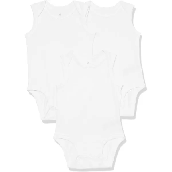 Amazon Essentials Unisex Babies Cotton Stretch Jersey Sleeveless Bodysuit Previously Amazon Aware Pack of 3White