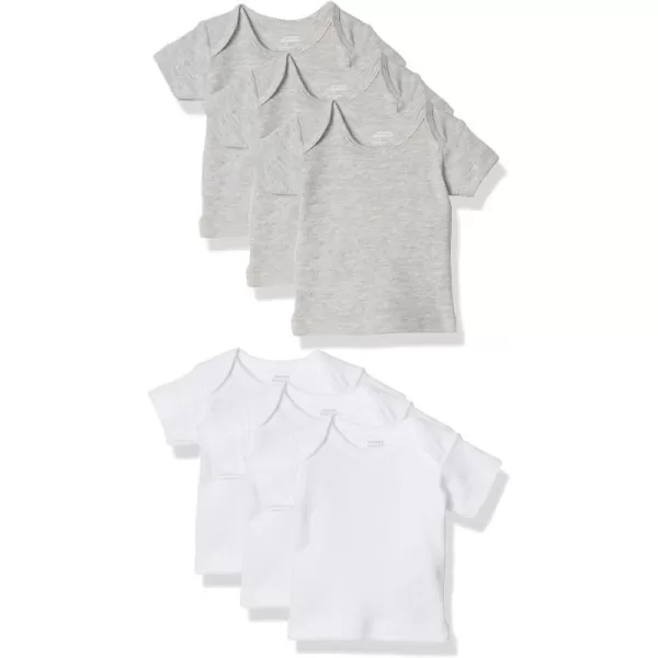 Amazon Essentials Unisex Babies LapShoulder Tee Pack of 6WhiteGrey Heather