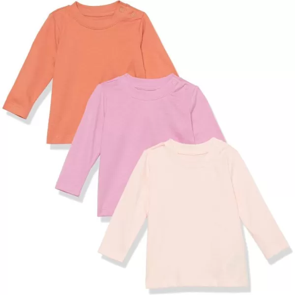 Amazon Essentials Unisex Babies Organic Cotton Long Sleeve TShirt Previously Amazon Aware Pack of 3Pink