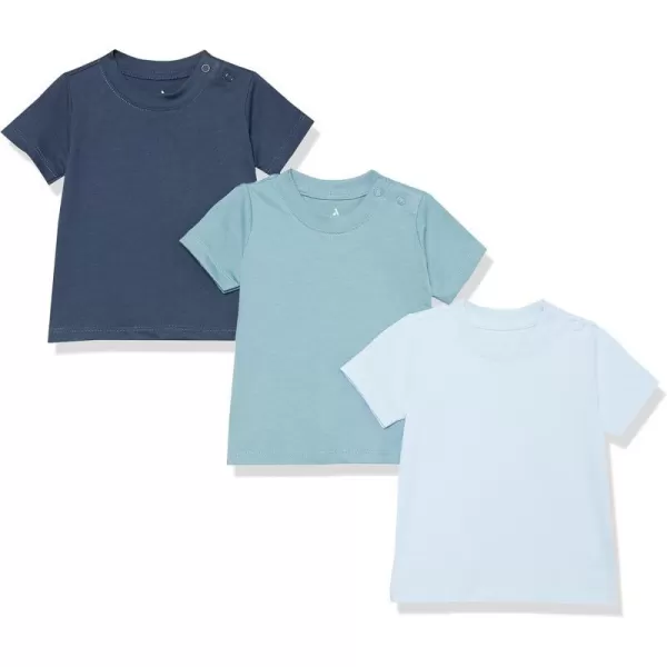 Amazon Essentials Unisex Babies Organic Cotton Short Sleeve TShirt Previously Amazon Aware Pack of 3Blue