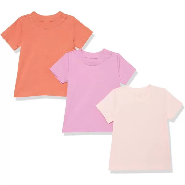 Amazon Essentials Unisex Babies Organic Cotton Short Sleeve TShirt Previously Amazon Aware Pack of 3Pink