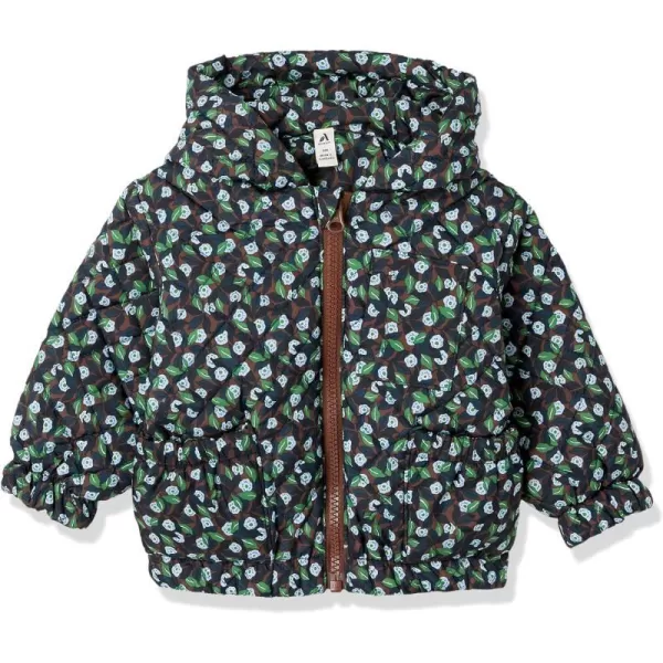 Amazon Essentials Unisex Babies Reversible Lightweight Puffer Jacket Previously Amazon AwareDeep Brown Graphic Floral