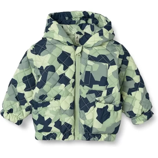 Amazon Essentials Unisex Babies Reversible Lightweight Puffer Jacket Previously Amazon AwareGreen Blocky Camo