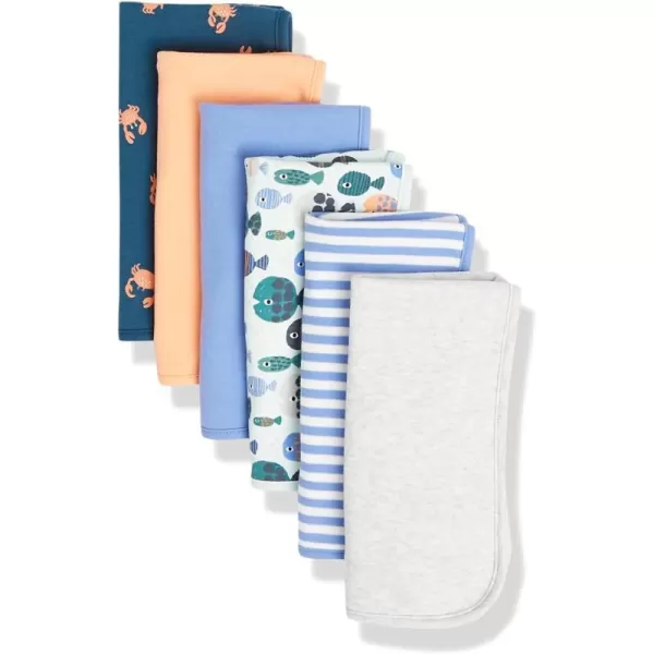 Amazon Essentials Unisex Kids Burp Cloths Pack of 66pack Blue Sea Life