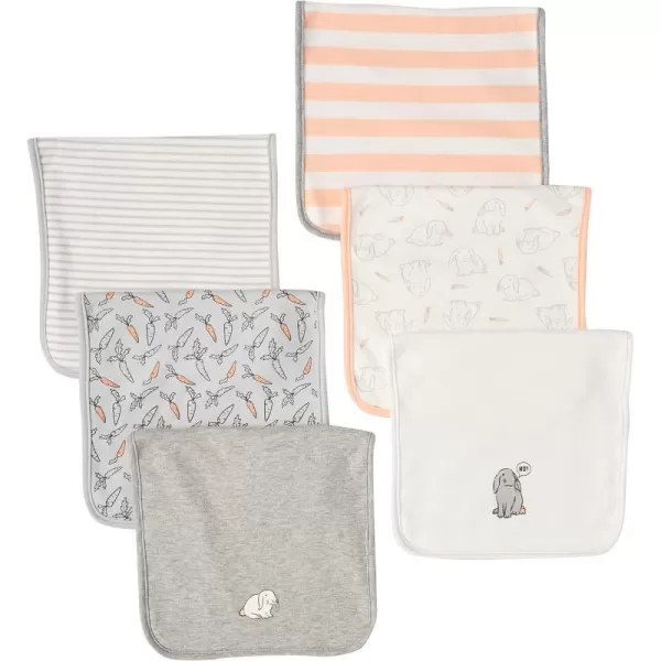 Amazon Essentials Unisex Kids Burp Cloths Pack of 66pack Grey Bunnies