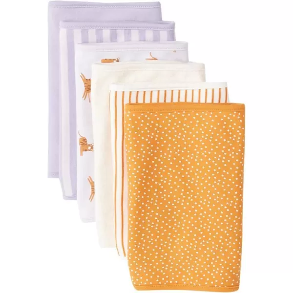 Amazon Essentials Unisex Kids Burp Cloths Pack of 66pack Lilac Big Cats