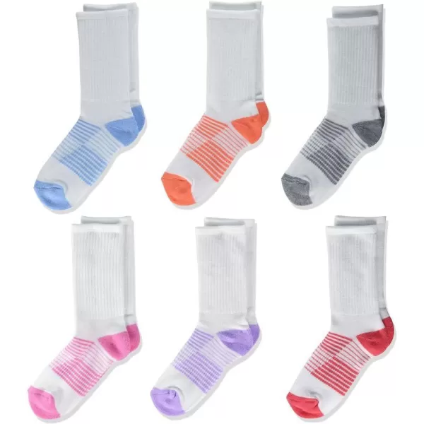 Amazon Essentials Unisex Kids Cushioned Athletic Crew Socks 6 PairsWhite Pastel