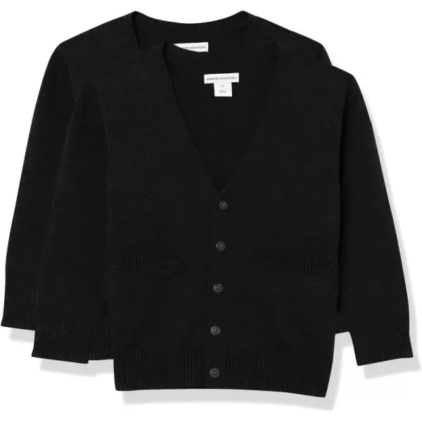 Amazon Essentials Unisex Kids and Toddlers Uniform Cotton Cardigan Sweaters Pack of 2Black