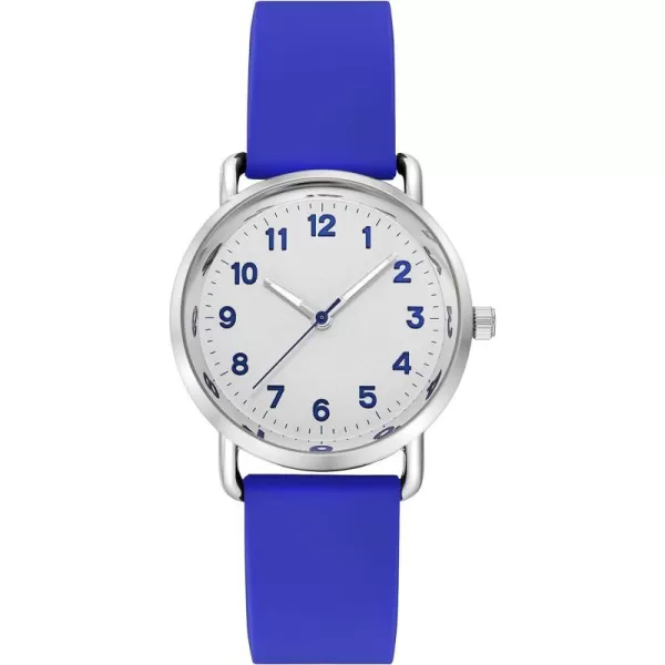 Amazon Essentials Unisex Silicone Strap WatchBlueSilver