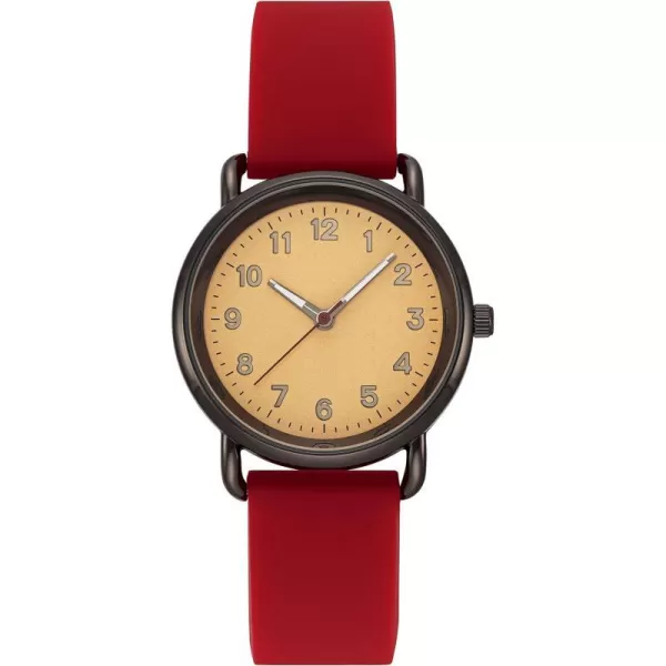 Amazon Essentials Unisex Silicone Strap WatchRedGunmetal Grey