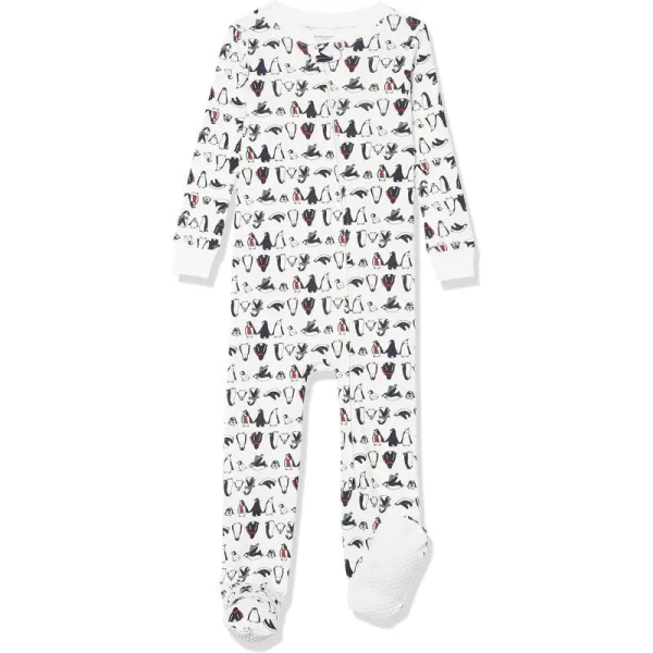 Amazon Essentials Unisex Toddlers and Babies SnugFit Cotton Footed Sleeper Pajamas Multipacks1 Penguin Parade