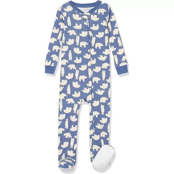 Amazon Essentials Unisex Toddlers and Babies SnugFit Cotton Footed Sleeper Pajamas Multipacks1 Polar Bear