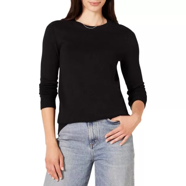 Amazon Essentials Womens 100 Cotton Crewneck Sweater Available in Plus SizeBlack