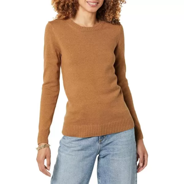 Amazon Essentials Womens 100 Cotton Crewneck Sweater Available in Plus SizeCamel Heather