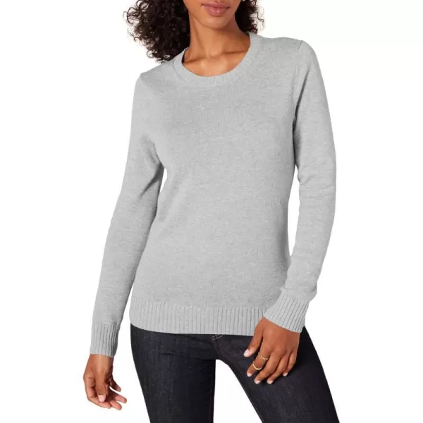 Amazon Essentials Womens 100 Cotton Crewneck Sweater Available in Plus SizeLight Grey Heather