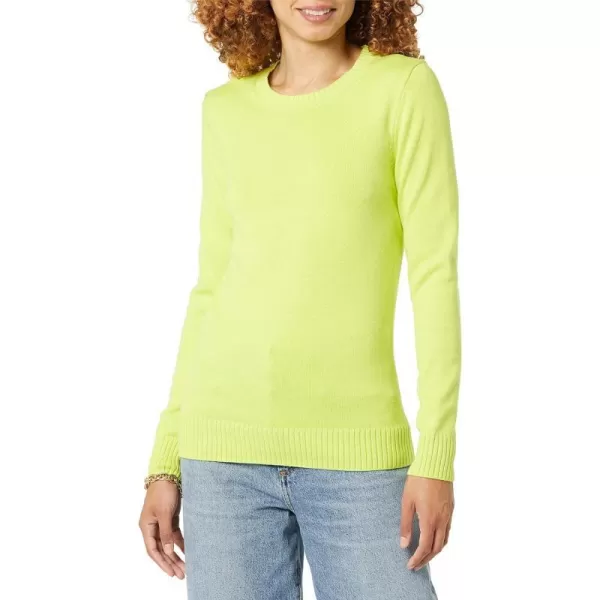 Amazon Essentials Womens 100 Cotton Crewneck Sweater Available in Plus SizeLime Green