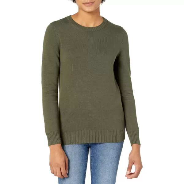 Amazon Essentials Womens 100 Cotton Crewneck Sweater Available in Plus SizeOlive