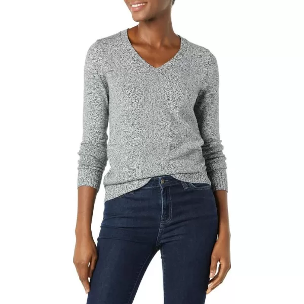 Amazon Essentials Womens 100 Cotton LongSleeve VNeck SweaterCharcoal Marl