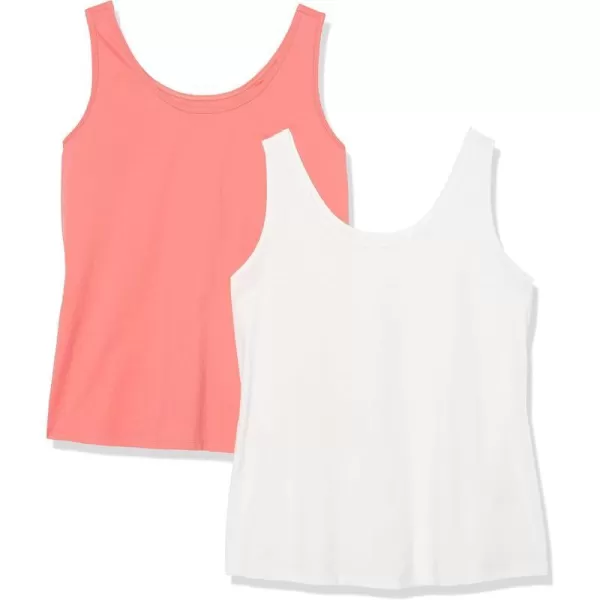 Amazon Essentials Womens 100 Cotton Sleeveless Tank Available in Plus Size Pack of 2WhiteHot Pink