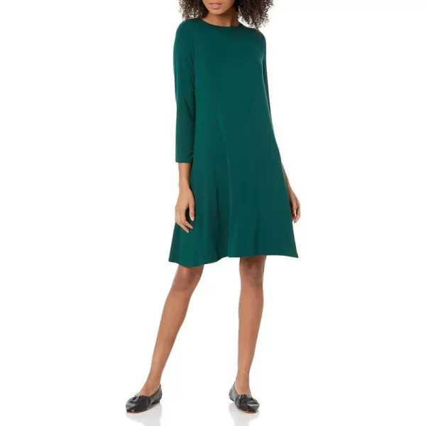 Amazon Essentials Womens 34 Sleeve BoatNeck Dress Available in Plus SizeJade Green