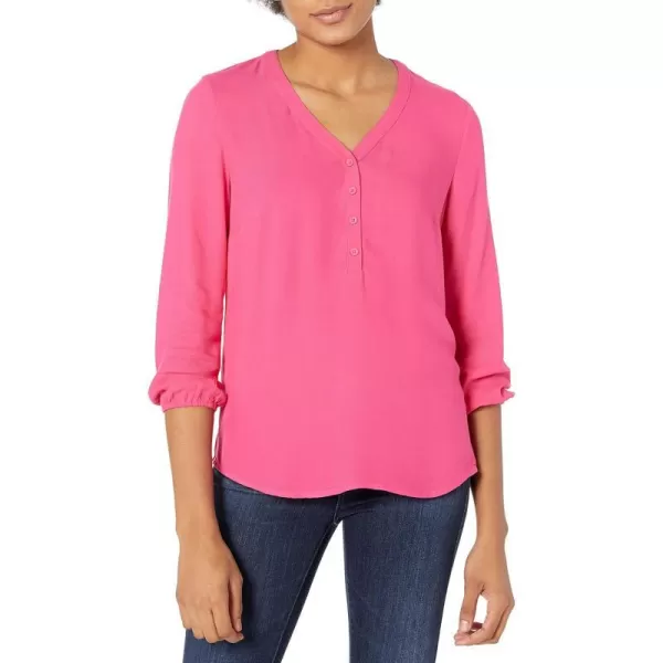 Amazon Essentials Womens 34 Sleeve Button Popover ShirtBright Pink