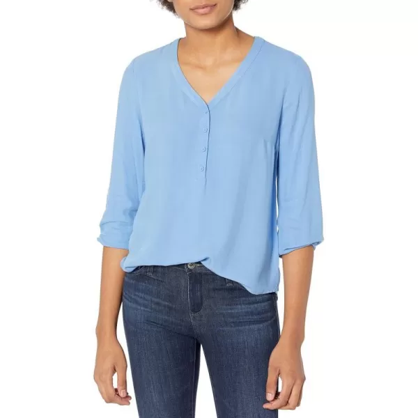 Amazon Essentials Womens 34 Sleeve Button Popover ShirtFrench Blue