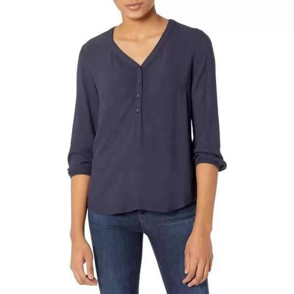 Amazon Essentials Womens 34 Sleeve Button Popover ShirtNavy