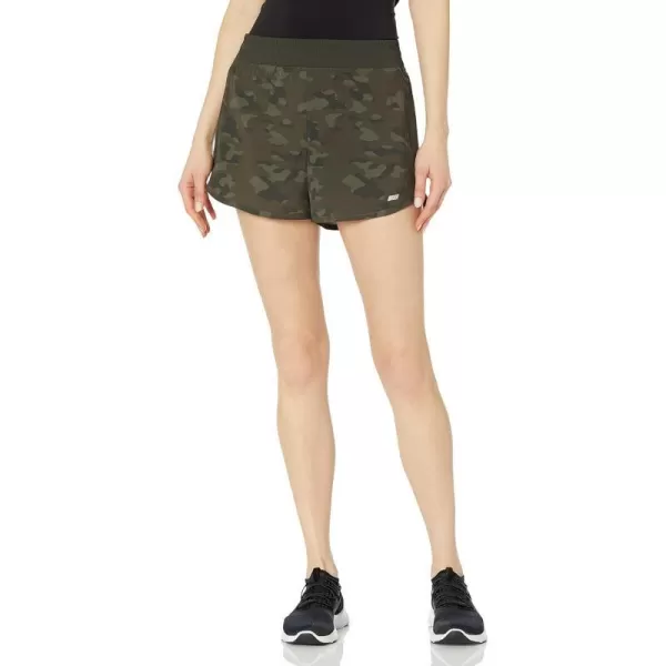 Amazon Essentials Womens 4 Stretch Woven Running ShortOlive Camo