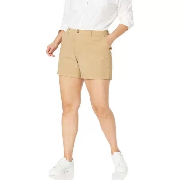 Amazon Essentials Womens 5 Inch Inseam Chino Short Available in Plus SizeKhaki Brown