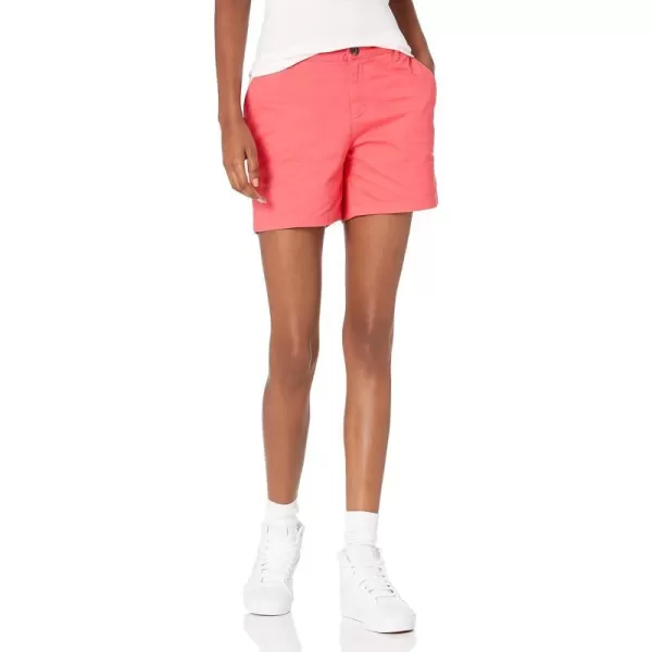 Amazon Essentials Womens 5 Inseam Chino Short Available in Straight and Curvy FitsMidCalf Coral Pink