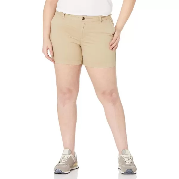 Amazon Essentials Womens 5 Inseam Chino Short Available in Straight and Curvy FitsMidCalf Khaki Brown