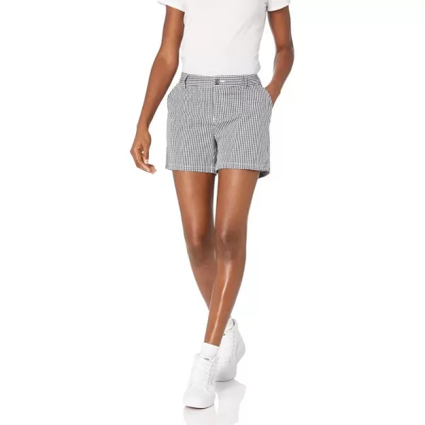 Amazon Essentials Womens 5 Inseam Chino Short Available in Straight and Curvy FitsMidCalf Navy Gingham