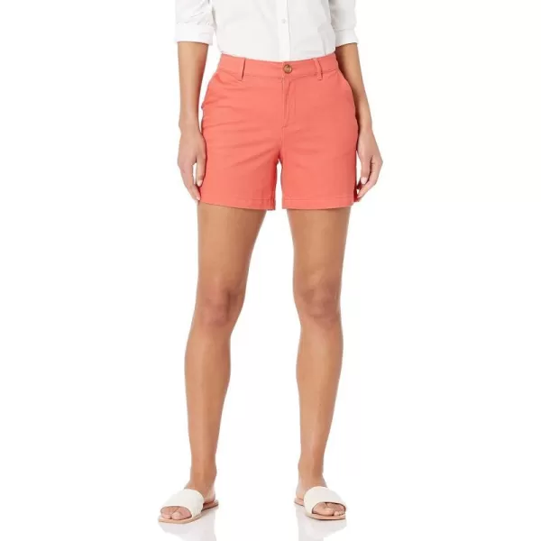 Amazon Essentials Womens 5 Inseam Chino ShortCurvy Coral Pink