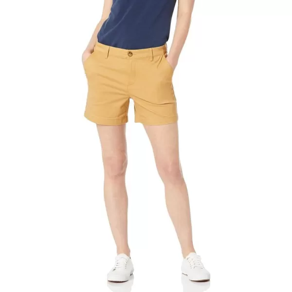 Amazon Essentials Womens 5 Inseam Chino ShortCurvy Dark Yellow