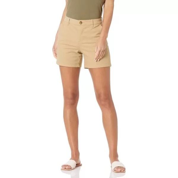 Amazon Essentials Womens 5 Inseam Chino ShortCurvy Khaki Brown