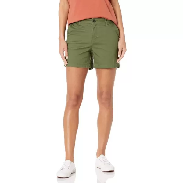 Amazon Essentials Womens 5 Inseam Chino ShortCurvy Olive