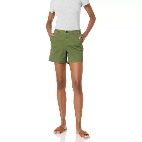 Amazon Essentials Womens 5 Inseam Chino ShortStraight Olive