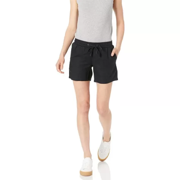 Amazon Essentials Womens 5 Inseam Drawstring Linen Blend Short Available in Plus SizeBlack