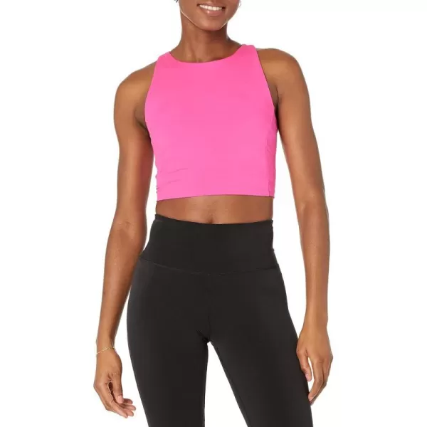 Amazon Essentials Womens Active Sculpt High Neck Racer Back Sports Bra Tank Available in Plus SizeNeon Pink