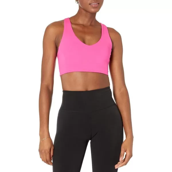 Amazon Essentials Womens Active Sculpt VNeck Sports Bra Available in Plus SizeNeon Pink