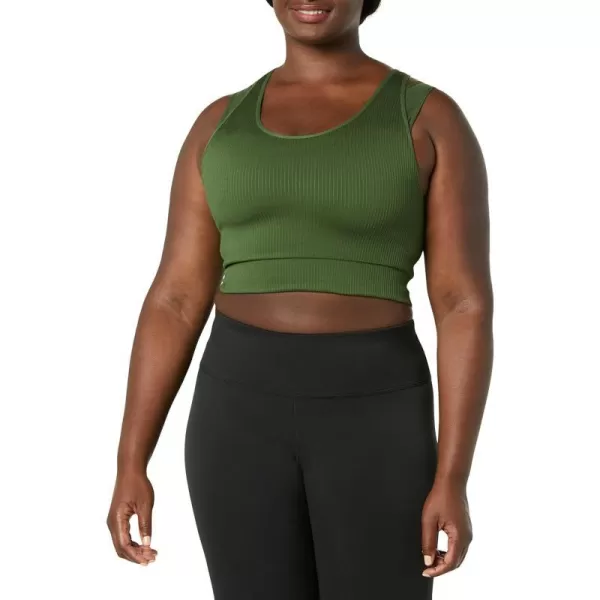 Amazon Essentials Womens Active Seamless Double Layer Sports BraDark Olive