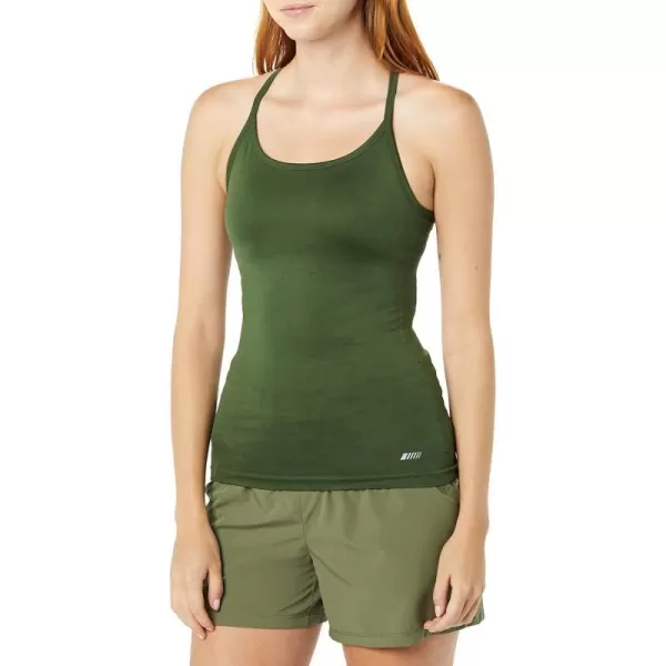 Amazon Essentials Womens Active Seamless SlimFit Racerback Tank with Builtin BraDark Olive